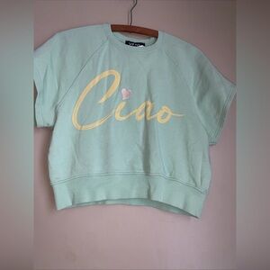 Vinyl Icons Sweatshirt Ciao Short Sleeve  Green Pullover Jersey Cotton Sz L NWT